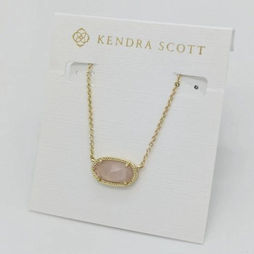 Kendra Scott Elisa Gold Pendant Necklace In Pink Quartz - Picture 2 of 5